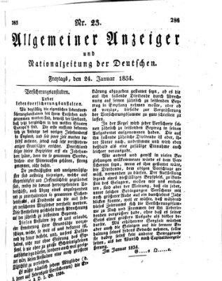 Allgemeiner Anzeiger und Nationalzeitung der Deutschen (Allgemeiner Anzeiger der Deutschen) Freitag 24. Januar 1834