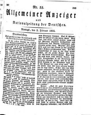 Allgemeiner Anzeiger und Nationalzeitung der Deutschen (Allgemeiner Anzeiger der Deutschen) Montag 3. Februar 1834