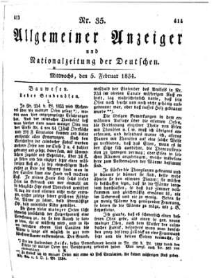 Allgemeiner Anzeiger und Nationalzeitung der Deutschen (Allgemeiner Anzeiger der Deutschen) Mittwoch 5. Februar 1834