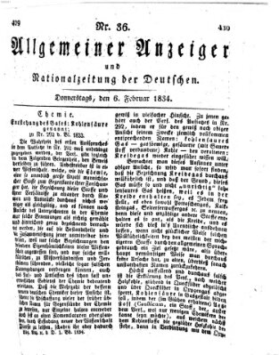 Allgemeiner Anzeiger und Nationalzeitung der Deutschen (Allgemeiner Anzeiger der Deutschen) Donnerstag 6. Februar 1834