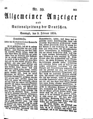 Allgemeiner Anzeiger und Nationalzeitung der Deutschen (Allgemeiner Anzeiger der Deutschen) Sonntag 9. Februar 1834