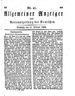 Allgemeiner Anzeiger und Nationalzeitung der Deutschen (Allgemeiner Anzeiger der Deutschen) Dienstag 11. Februar 1834