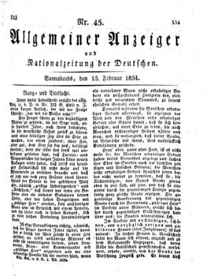 Allgemeiner Anzeiger und Nationalzeitung der Deutschen (Allgemeiner Anzeiger der Deutschen) Samstag 15. Februar 1834