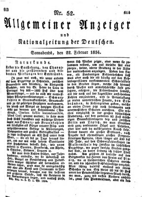 Allgemeiner Anzeiger und Nationalzeitung der Deutschen (Allgemeiner Anzeiger der Deutschen) Samstag 22. Februar 1834