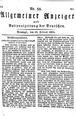 Allgemeiner Anzeiger und Nationalzeitung der Deutschen (Allgemeiner Anzeiger der Deutschen) Sonntag 23. Februar 1834