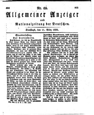 Allgemeiner Anzeiger und Nationalzeitung der Deutschen (Allgemeiner Anzeiger der Deutschen) Dienstag 11. März 1834