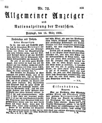 Allgemeiner Anzeiger und Nationalzeitung der Deutschen (Allgemeiner Anzeiger der Deutschen) Freitag 14. März 1834