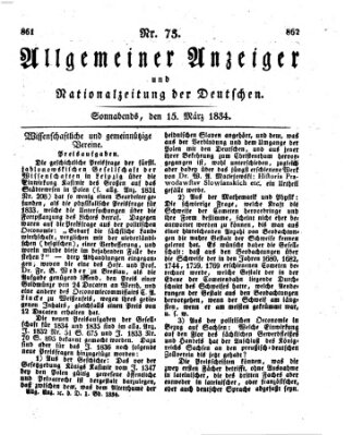 Allgemeiner Anzeiger und Nationalzeitung der Deutschen (Allgemeiner Anzeiger der Deutschen) Samstag 15. März 1834