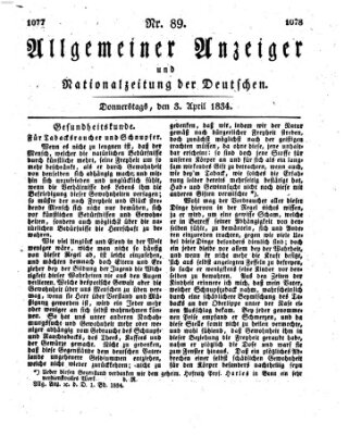 Allgemeiner Anzeiger und Nationalzeitung der Deutschen (Allgemeiner Anzeiger der Deutschen) Donnerstag 3. April 1834