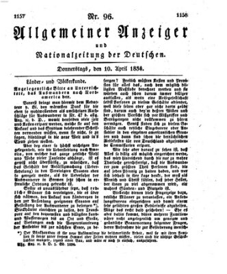 Allgemeiner Anzeiger und Nationalzeitung der Deutschen (Allgemeiner Anzeiger der Deutschen) Donnerstag 10. April 1834