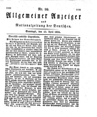 Allgemeiner Anzeiger und Nationalzeitung der Deutschen (Allgemeiner Anzeiger der Deutschen) Sonntag 13. April 1834