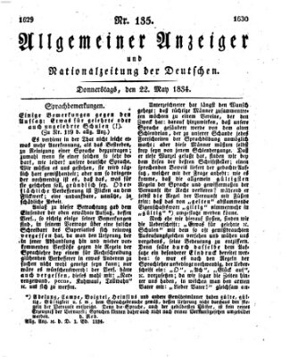 Allgemeiner Anzeiger und Nationalzeitung der Deutschen (Allgemeiner Anzeiger der Deutschen) Donnerstag 22. Mai 1834