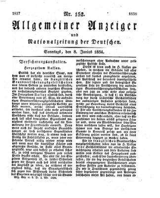 Allgemeiner Anzeiger und Nationalzeitung der Deutschen (Allgemeiner Anzeiger der Deutschen) Sonntag 8. Juni 1834