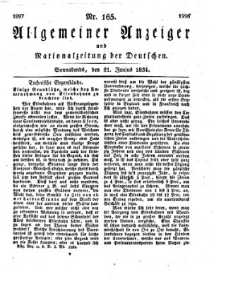 Allgemeiner Anzeiger und Nationalzeitung der Deutschen (Allgemeiner Anzeiger der Deutschen) Samstag 21. Juni 1834