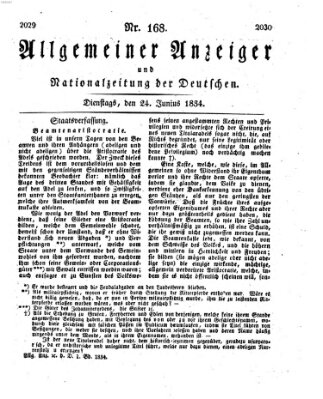 Allgemeiner Anzeiger und Nationalzeitung der Deutschen (Allgemeiner Anzeiger der Deutschen) Dienstag 24. Juni 1834