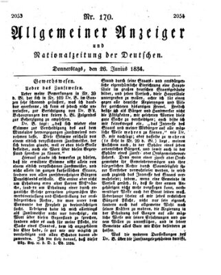 Allgemeiner Anzeiger und Nationalzeitung der Deutschen (Allgemeiner Anzeiger der Deutschen) Donnerstag 26. Juni 1834