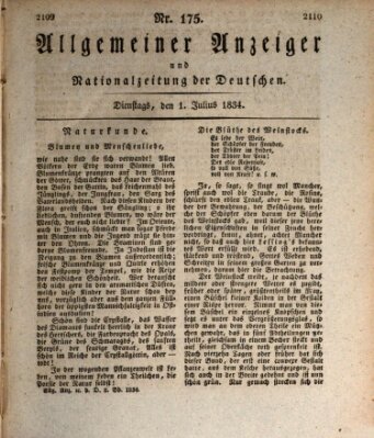 Allgemeiner Anzeiger und Nationalzeitung der Deutschen (Allgemeiner Anzeiger der Deutschen) Dienstag 1. Juli 1834