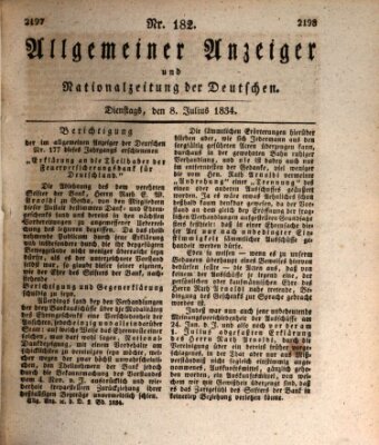 Allgemeiner Anzeiger und Nationalzeitung der Deutschen (Allgemeiner Anzeiger der Deutschen) Dienstag 8. Juli 1834