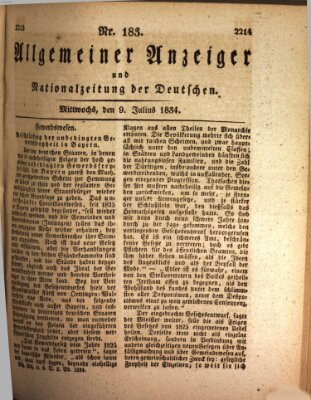 Allgemeiner Anzeiger und Nationalzeitung der Deutschen (Allgemeiner Anzeiger der Deutschen) Mittwoch 9. Juli 1834