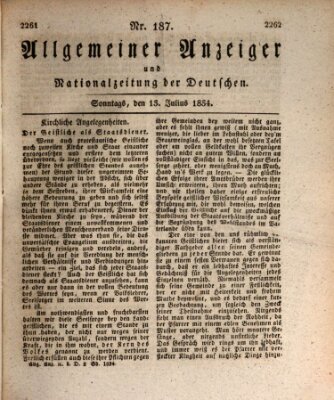 Allgemeiner Anzeiger und Nationalzeitung der Deutschen (Allgemeiner Anzeiger der Deutschen) Sonntag 13. Juli 1834