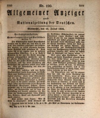 Allgemeiner Anzeiger und Nationalzeitung der Deutschen (Allgemeiner Anzeiger der Deutschen) Mittwoch 16. Juli 1834