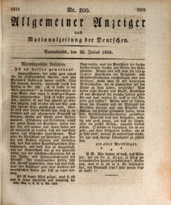 Allgemeiner Anzeiger und Nationalzeitung der Deutschen (Allgemeiner Anzeiger der Deutschen) Samstag 26. Juli 1834