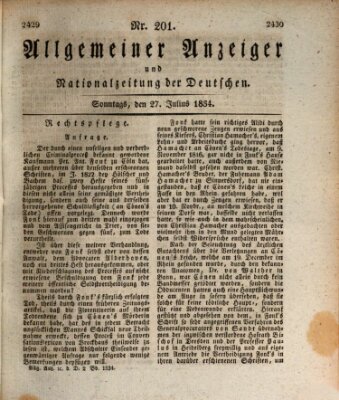 Allgemeiner Anzeiger und Nationalzeitung der Deutschen (Allgemeiner Anzeiger der Deutschen) Sonntag 27. Juli 1834