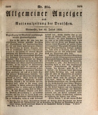 Allgemeiner Anzeiger und Nationalzeitung der Deutschen (Allgemeiner Anzeiger der Deutschen) Mittwoch 30. Juli 1834