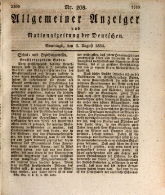 Allgemeiner Anzeiger und Nationalzeitung der Deutschen (Allgemeiner Anzeiger der Deutschen) Sonntag 3. August 1834