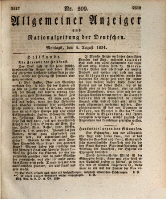 Allgemeiner Anzeiger und Nationalzeitung der Deutschen (Allgemeiner Anzeiger der Deutschen) Montag 4. August 1834