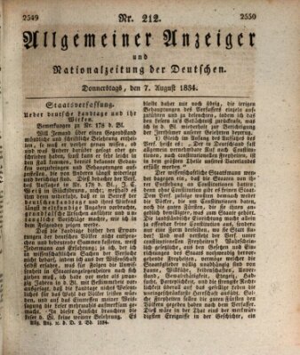 Allgemeiner Anzeiger und Nationalzeitung der Deutschen (Allgemeiner Anzeiger der Deutschen) Donnerstag 7. August 1834