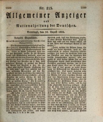 Allgemeiner Anzeiger und Nationalzeitung der Deutschen (Allgemeiner Anzeiger der Deutschen) Sonntag 10. August 1834