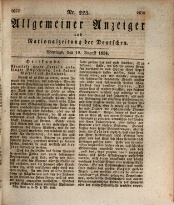 Allgemeiner Anzeiger und Nationalzeitung der Deutschen (Allgemeiner Anzeiger der Deutschen) Montag 18. August 1834