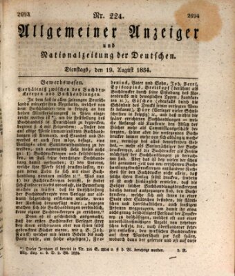 Allgemeiner Anzeiger und Nationalzeitung der Deutschen (Allgemeiner Anzeiger der Deutschen) Dienstag 19. August 1834