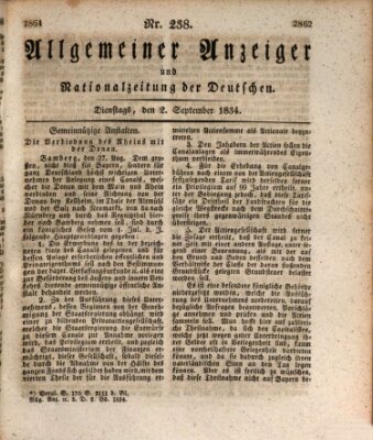 Allgemeiner Anzeiger und Nationalzeitung der Deutschen (Allgemeiner Anzeiger der Deutschen) Dienstag 2. September 1834