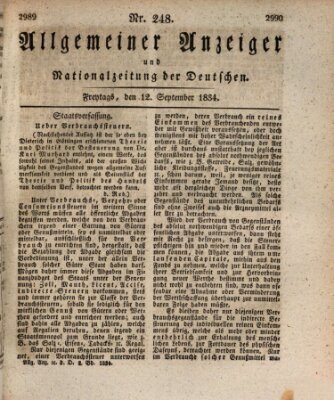 Allgemeiner Anzeiger und Nationalzeitung der Deutschen (Allgemeiner Anzeiger der Deutschen) Freitag 12. September 1834