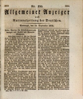 Allgemeiner Anzeiger und Nationalzeitung der Deutschen (Allgemeiner Anzeiger der Deutschen) Sonntag 14. September 1834