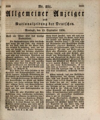 Allgemeiner Anzeiger und Nationalzeitung der Deutschen (Allgemeiner Anzeiger der Deutschen) Montag 15. September 1834