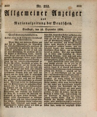 Allgemeiner Anzeiger und Nationalzeitung der Deutschen (Allgemeiner Anzeiger der Deutschen) Dienstag 16. September 1834