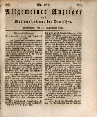 Allgemeiner Anzeiger und Nationalzeitung der Deutschen (Allgemeiner Anzeiger der Deutschen) Mittwoch 17. September 1834