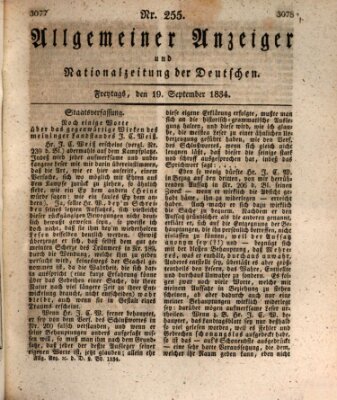 Allgemeiner Anzeiger und Nationalzeitung der Deutschen (Allgemeiner Anzeiger der Deutschen) Freitag 19. September 1834