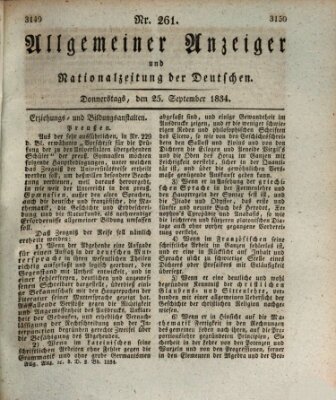 Allgemeiner Anzeiger und Nationalzeitung der Deutschen (Allgemeiner Anzeiger der Deutschen) Donnerstag 25. September 1834