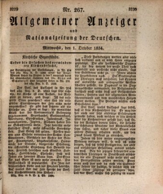 Allgemeiner Anzeiger und Nationalzeitung der Deutschen (Allgemeiner Anzeiger der Deutschen) Mittwoch 1. Oktober 1834