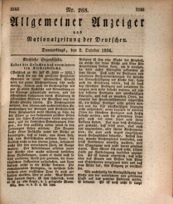 Allgemeiner Anzeiger und Nationalzeitung der Deutschen (Allgemeiner Anzeiger der Deutschen) Donnerstag 2. Oktober 1834