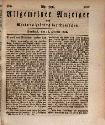 Allgemeiner Anzeiger und Nationalzeitung der Deutschen (Allgemeiner Anzeiger der Deutschen) Dienstag 14. Oktober 1834