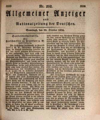 Allgemeiner Anzeiger und Nationalzeitung der Deutschen (Allgemeiner Anzeiger der Deutschen) Sonntag 26. Oktober 1834