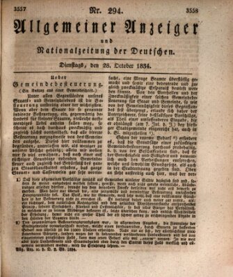 Allgemeiner Anzeiger und Nationalzeitung der Deutschen (Allgemeiner Anzeiger der Deutschen) Dienstag 28. Oktober 1834