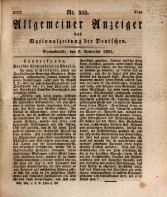 Allgemeiner Anzeiger und Nationalzeitung der Deutschen (Allgemeiner Anzeiger der Deutschen) Samstag 8. November 1834