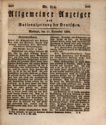 Allgemeiner Anzeiger und Nationalzeitung der Deutschen (Allgemeiner Anzeiger der Deutschen) Montag 17. November 1834