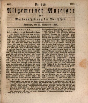 Allgemeiner Anzeiger und Nationalzeitung der Deutschen (Allgemeiner Anzeiger der Deutschen) Freitag 21. November 1834